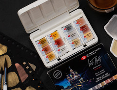 12 Watercolor Paint White Nights® Travel Set METALLIC + PASTEL Palette RUSSIA