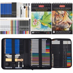 80 Pack Drawing Set Sketching Kit, Pro Art Supplies with 3-Color Sketchbook, …