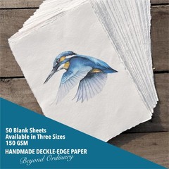 Handmade A5 Cream Mixed Media Paper with Deckle Edge – 5.8″ x 8.3″ – 150 GSM …