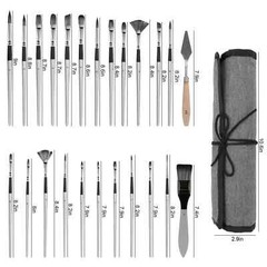 24Pcs Nylon Brush Artist Paint Brushes Art Set Acrylic Oil Watercolour Painting