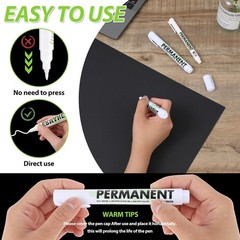 Acrylic White Paint Pens 6 Pack White Permanent Marker with Extra Fine Point