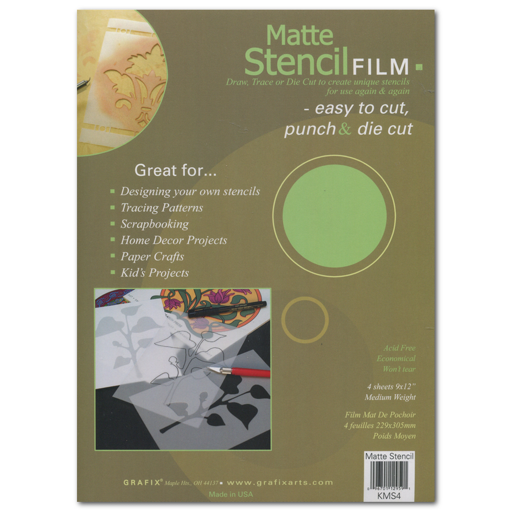 Grafix Stencil Film .005 Matte 9X12 Pkg 4
