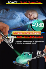 Dual Airbrush Kit with Compressor, 5-Level Adjustable, Compact for Art & Makeup