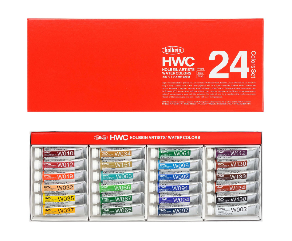 Holbein Granulating Watercolor Set HWC WG591 Artists 24 Colors x 5ml Paint New