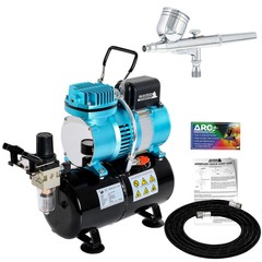 Master Airbrush Air Tank Compressor Kit, G22 Gravity 0.3 mm Tip, Hobby Auto Cake