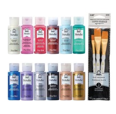 Jewel Tone Acrylic Craft Paint Kit, 15 Piece Set Including 12 Metallic Colors…