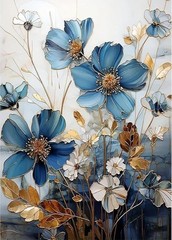 EIBEILI Diamond Painting Kits for Adults DIY 5D 12×16 inches, Blue flowers