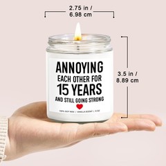Younift Funny 15 Years Candle, 15 Year 9 oz, 2.75″ W x 3.5″ H, White
