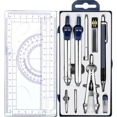 Outus 13 Pcs Geometry Set for Students Math Protractor Compass with Blue