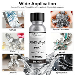 Liquid Silver Leaf Paint Kit 2x30ml Metallic Acrylic Chrome Varnish Wood Resin