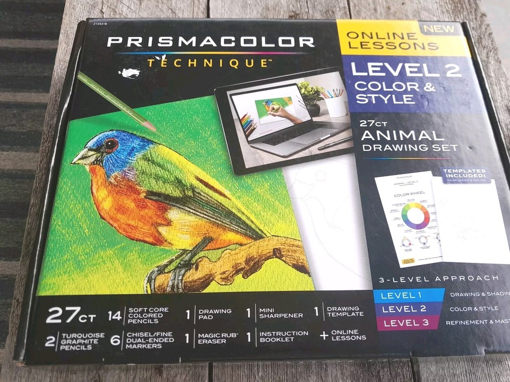Animal Art Drawing Set Online Lessons Level 2 COLOR & STYLE 27pc New