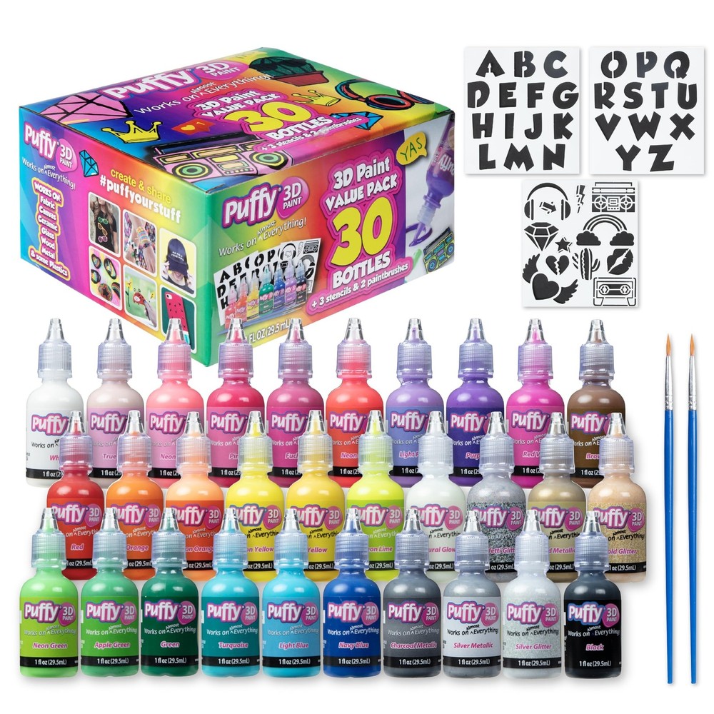 Puffy Bulk Buy Paint 30 Pack Premium Quality 3D Paint Set. Safe for Kids, Gre…
