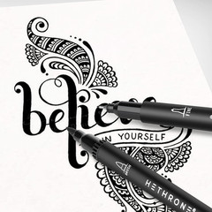 Black Markers for Drawing – Brush Pens with Felt Tips for Artists – Calligraphy