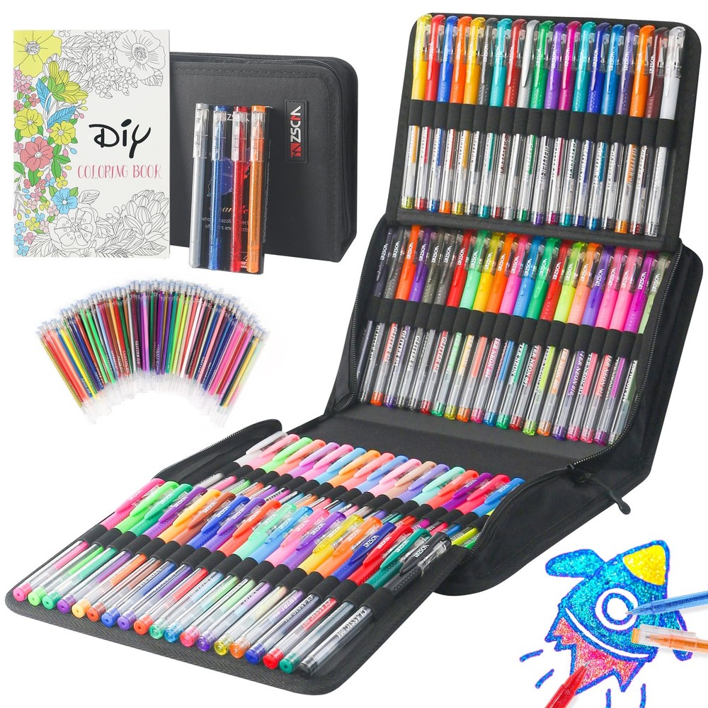 202 Pack Gel Pen For Adults Coloring Books, 104 Artist Pens Include 100 Color…