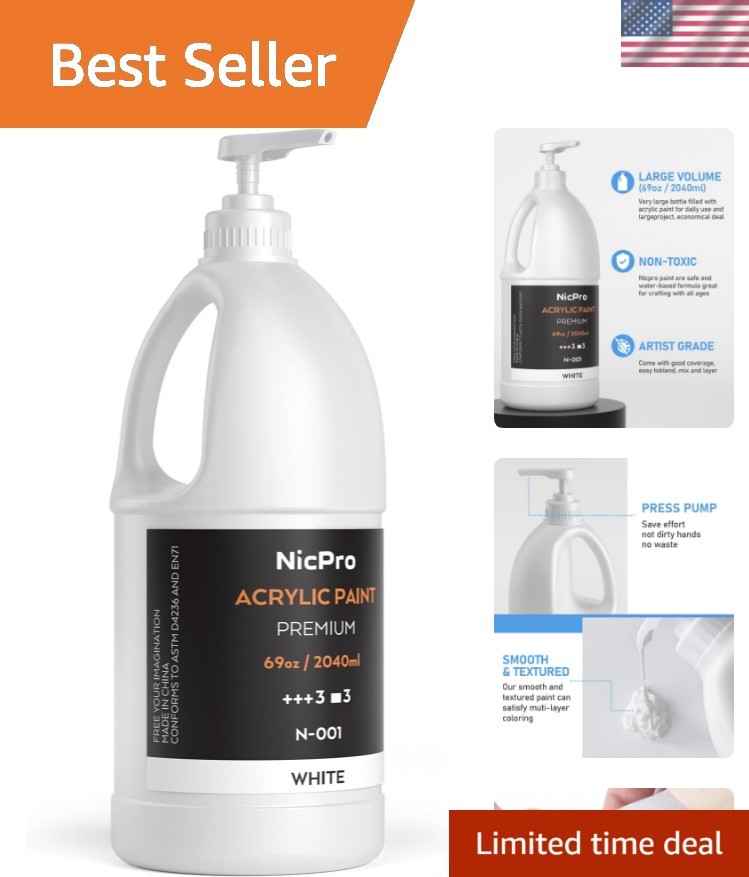 White Large Acrylic Paint Set 69 oz, 2040 ml Rich Art Painting Supplies Non T…