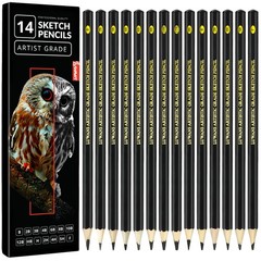 Drawing Pencils Set of 14 (B – 12B) Sketch Pencils for Drawing – Art Pencils …
