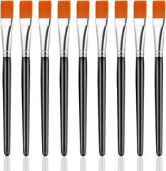 10 Pcs Flat Paint Brushes for Acrylic Painting, 3/4 Inch Large Synthetic Paint B