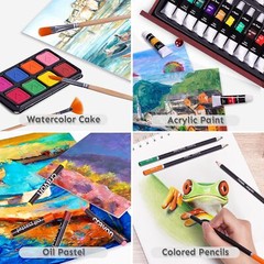 175Pc Deluxe Professional Art Set with Pads Paint Crayons Pencils in Wooden Case