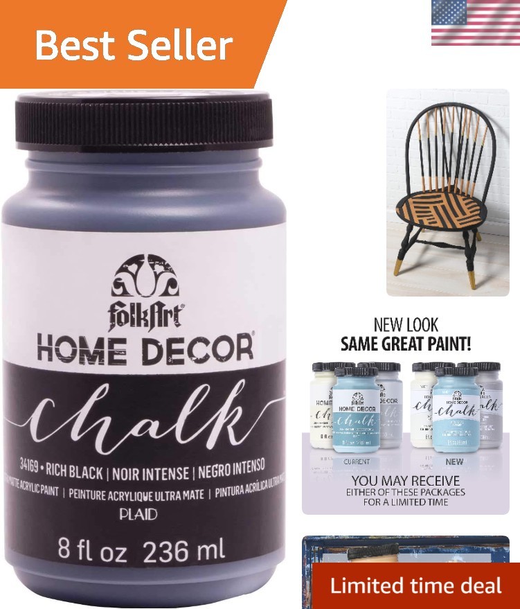 8 oz Home Decor Chalk Paint – Non-Toxic Acrylic in Rich Black for Elegant DIY