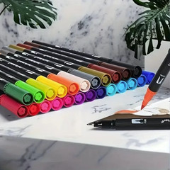 24pcs Double-Ended Watercolor Markers Art Drawing Craft Set Gift – NEW