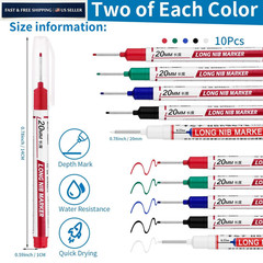 LYXMYGS 10 PCS Long Head Deep Hole 10PCS-20MM-Red/Blue/Green/Black/White