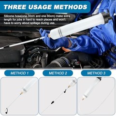 Manual Oil Extractor Pump Fluid Transfer with 23.6 inch Rubber Hose for