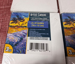 24 New 4 x 6 inches Artist Canvas 100% Natural Cotton 8 pkgs of 3 Each