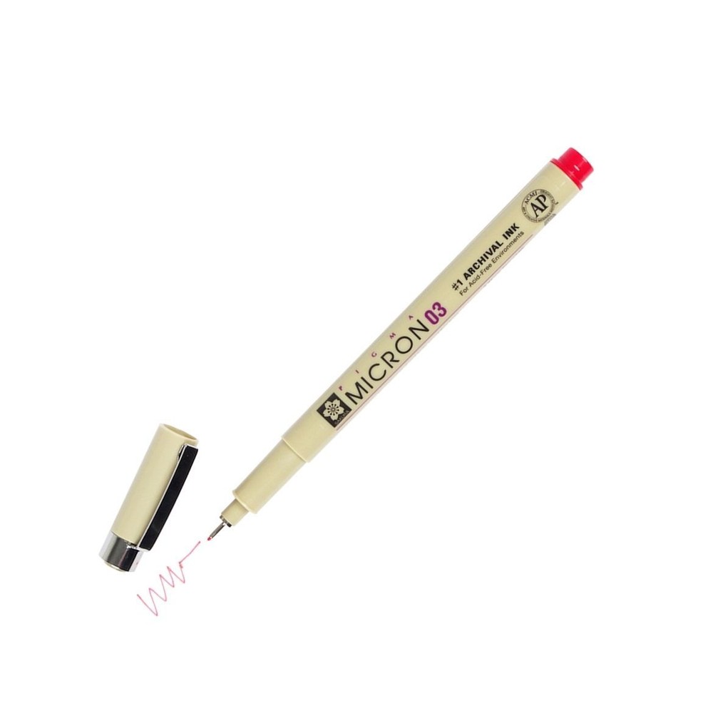XSDK03-19 Sakura Pigma Micron 03 Marker Pen, 0.35mm Tip, Red, Pack of 1