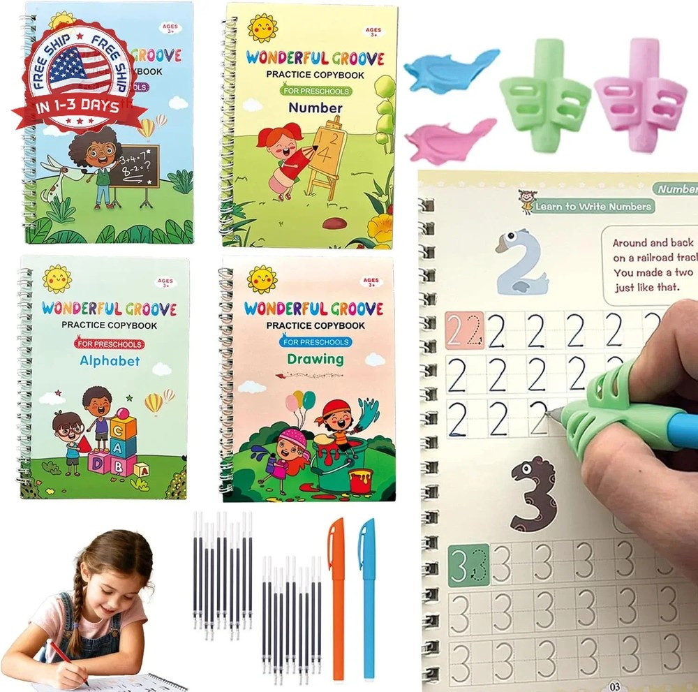 Magic Grooved Handwriting Practice Book for Kids 3-5 Years | Tiny Thinkers Reusa