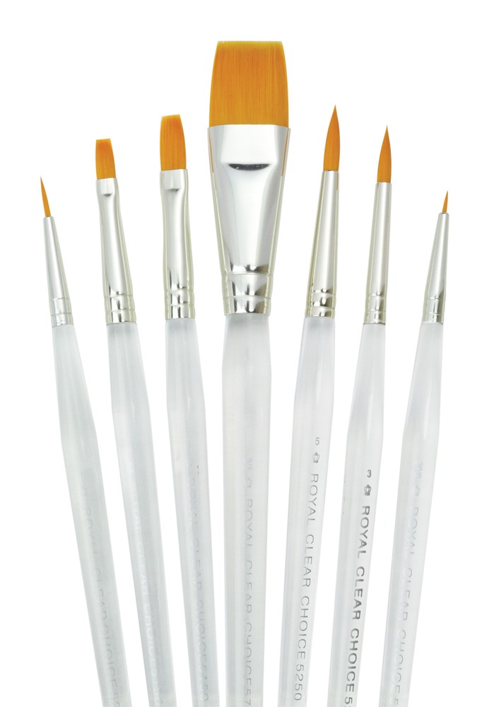 Royal Clear Choice Gold Taklon Artist Paint Brush Sets(Filbert,Round,Shader,etc)