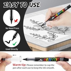 Paint Pens Acrylic Markers – 8 Brush Tip Water Based Marker Pens 8 Pcs Black