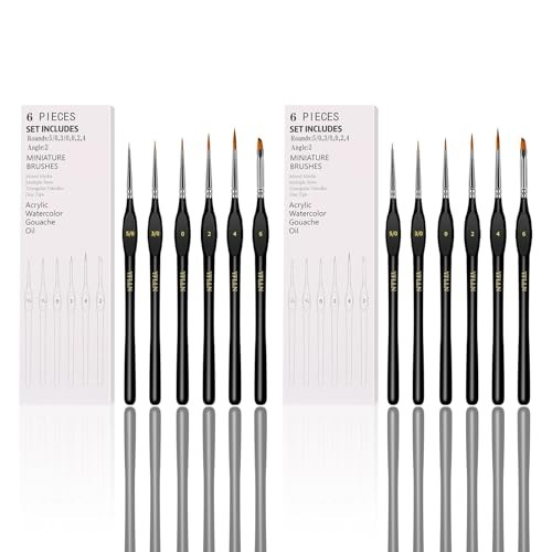 6Pcs Miniature Paint Brushes Set with Triangular Handles – for Acrylics, 12PCS