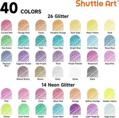 Shuttle Art 80 Pack Glitter Gel Pens, 40 Colors Glitter Gel Pens Set with 40 Ref