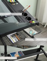 Drafting Table w/Stool, Height Adjustable Multifunctional Art Craft Artists D…