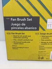 Brand New Crelando Fan Brush Set Of 9 – Oil Acrylic Watercolor – Teal Handle