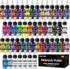 Airbrush Paint – 43 Colors with 5 Thinner, Ready to Spray Airbrush Paint Set,…