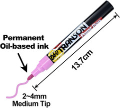 TRANSON 12 Colors Permanent Paint Markers Oil Based Waterproof Medium Tip
