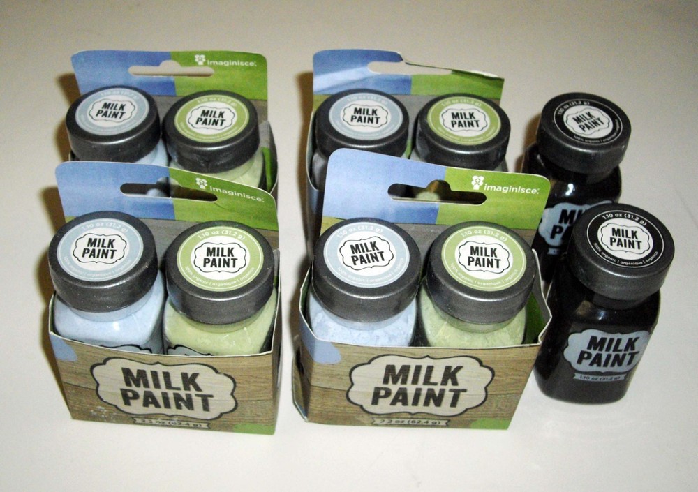 NEW Lot 10 American Crafts Milk Paint 400409 Baby Blue Sage Green Black 1.10 Jar
