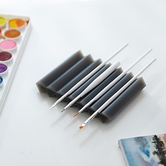 2 PCS Black Paint Brushes Holders Zigzag Soap Dish For Watercolor Tools DIY
