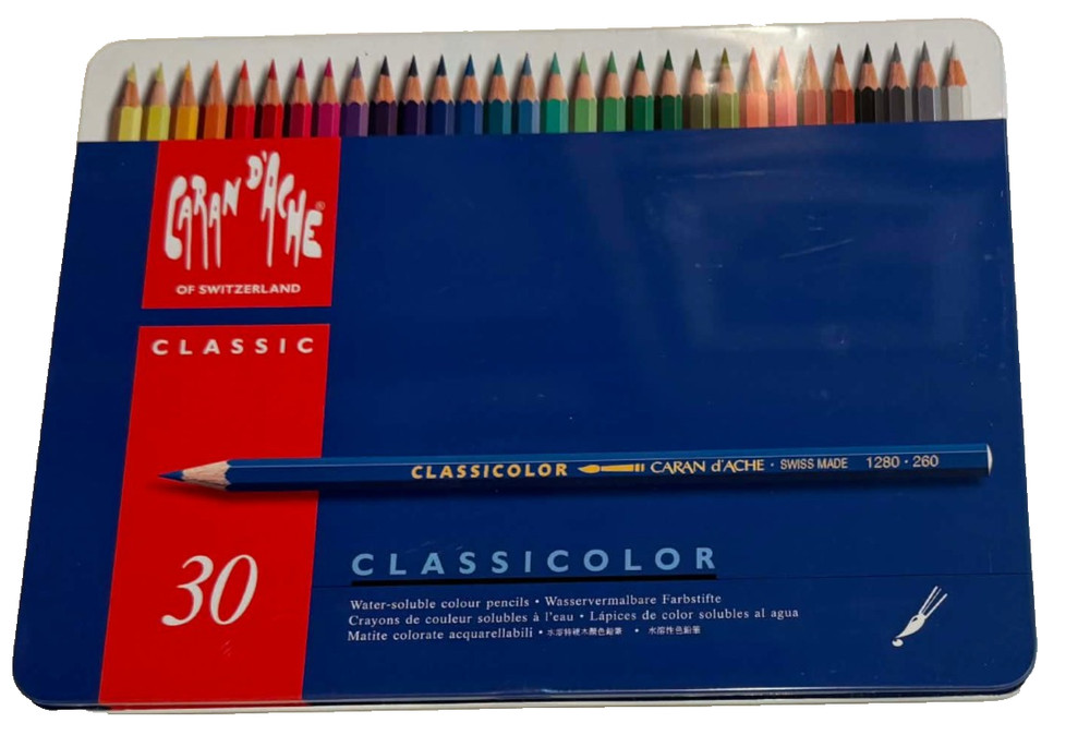 Vintage Caran d’Ache of Switzerland Classicolor Fribralo Pencil Set of 30 Tin bx