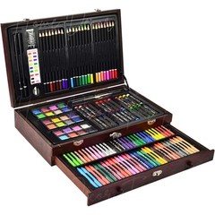 Art Set With Wood Case For Kids Teen Deluxe Wooden Box Artist Drawing Kit Pencil