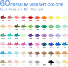 60 Colors Acrylic Paint Markers, Acrylic Paint Pens and Acrylic Markers with Bru