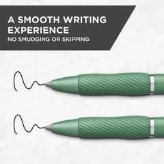 4-Pack S-Gel Pens with Retractable Closure, Green Barrel, Soft Grip, Black Ink
