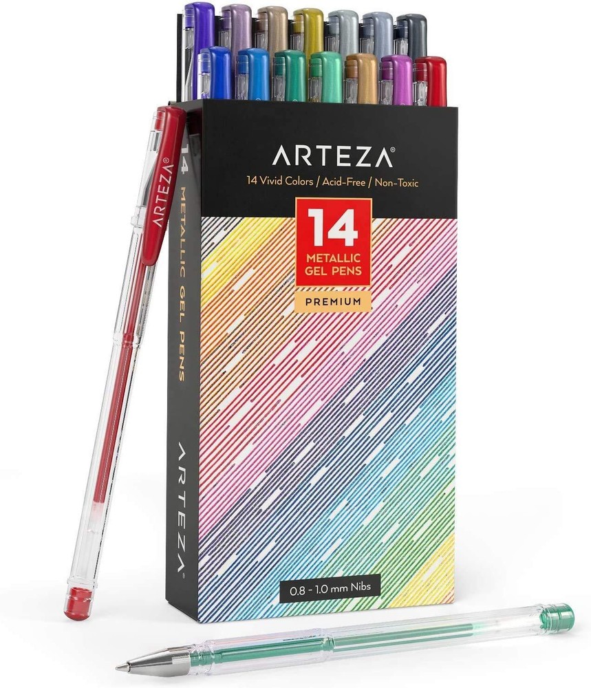 Arteza Metallic Gel Ink Pens – Set of 14