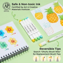 Alcohol Markers Brush and Fine Tip – 48-Color Alcohol-based Art Sketch Marker…