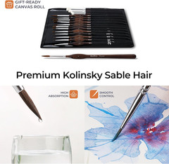 16 PCS Kolinsky Sable Miniature Paint Brushes Dry Brush, Professional Model Pain