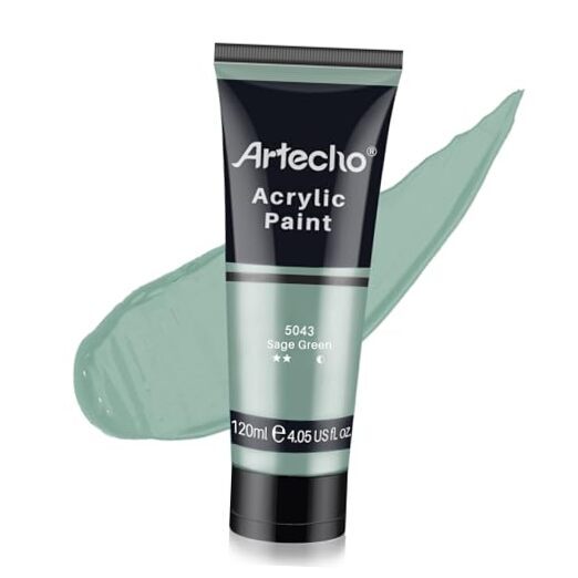 Green Acrylic Paint Paint (120ml / 4.05oz) Tubes, Art Craft Sage Green Regular