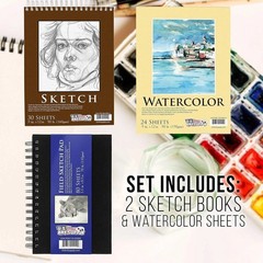 Mega Wood Artist Kit 162pc – Pro Drawing, Painting Supplies with Paper & Brushes