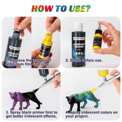 Iridescent Airbrush Paint – 30 Colors with 4.05 fl oz Thinner and 4.05 fl oz Pri