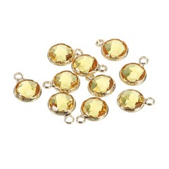 Crystal Birthstone Charm 9mm Dia, November Pendants Drop Bead Yellow 10Pcs